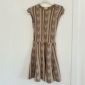 Torn by Ronny Kobo Brown & Cream Chevron Knit Fit-and-Flare Mini Dress